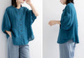 ZOKI Casual Cotton Linen Shirts Oversize Summer Lantern Half Sleeve Tops Summer Korean Loose Mom Button Up Blouse Dropshipping