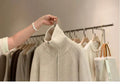Zipper 100% pure cashmere cardigan ladies knitted coat thickened sweater lapel loose autumn and winter.