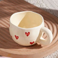 YWDL 1pcs Hand Painted Love Mug Creative Heart  Water Cup Ceramic Milk Mug With Handle Valentine's Day Gift