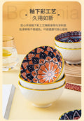 Bohemian Ceramic Tableware Household Gift Blue and White Porcelain Chopsticks Bowl Set Gift Box Packing