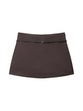 Women's Solid Color Skort with Belt Side Zipper Casual Shorts Skirts Fashionable And Stylish Women's Clothing