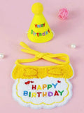 Cat Dog Birthday Bib and Party Hat Mini Doggy Cat Adjustable Bandana Scarf Pet Birthday Outfit Puppy Supplies