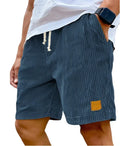 2026 New Mens Corduroy Shorts Retro Embroidered Logo Lace Up Casual Summer European American Fashion Drawstring Beach Pants