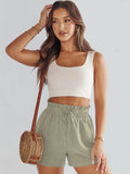 Women's Shorts Breathable Drawstring Elastic Waist Lightweight Solid Color Casual Business Style Fashion Linen Shorts