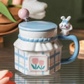 Wholesale 3D Rabbit Relief Mug With Spoon Cover Ceramics & Pottery Coffee Cup Sets Ceramic Cups Thermo Coffee Cup to Carry Mugs