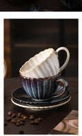 Vintage high-end striped kiln turned ceramic cup, hotel home office milk coffee cup, afternoon tea drinking cup