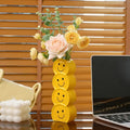 ‌1pc Ceramic Happy Face Vase - Art Deco Boho Flower Holder for Wedding/Home Decor