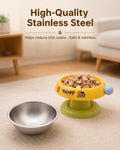 Stainless Steel Elevated Cat Dog Bowl Detachable Anti-Tip Pet Feeding Bowl Cute Food Water Bowl with Neck Support