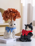 Cute Cat Ceramic Vase Art Flower Detector Creative Ornaments Light Luxury Ceramic Vase Hydroponic Flower Arrangement Accessories