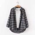 Fresh Flannel Plaid Shirt Women 2026 New Female Blouses and Tops Cotton Loose Long Sleeve Casual Shirts Fine Women's Clothes