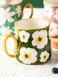 1pcs ceramic mug, hand drawn style water cup, 16oz/480ml breakfast cereal coffee cup