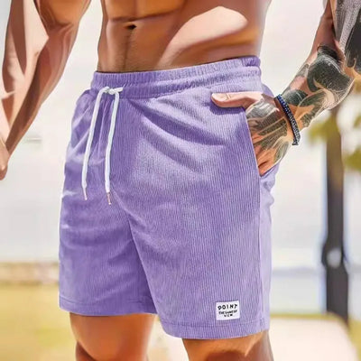 Men's Vintage Striped Corduroy Shorts - Casual Summer Loose Fit