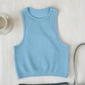 Women Casual Basic Sleeveless Rib-Knit Crop Tank Top Summer Casual Skinny Vest Solid Color Round Neck Camisole