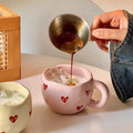 Hand Painted Heart Design Ceramic Coffee Mug With Handle For Milk Tea Romantic Gift Valentine Anniversary Couple Set