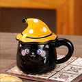Cute Cat Halloween Ceramic Mug with Lid Spooky Scary Coffee Cup for Hot Tea Cocoa Home Kitchen Cup Festive Decoration Birthday