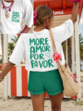 More Amor Por Favor Women's Tee - Retro Spanish Love Graphic, Casual Summer Top  oversized t shirt shirts for women