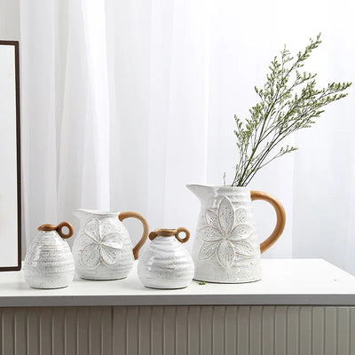Contrast color with handle ceramic vase American country retro home desktop hydroponic flower decoration