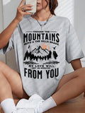 Spring Woman Cotton T-Shirts Mountains Setting Sun Printed Short Sleeve Tees Fashion Female Clothes Comfortable Soft Street Tops