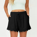 Shorts For Women Ruffle Hem Casual Shorts Plus Size Drawstring  Lace Shorts