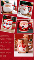 Santa 3D Hand-Painted Ceramic Mug with Handgrip Coffee Milk Tea Perfect Gift Christmas Holiday Gift Box Cartoon Creative