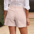Cotton Linen Solid Shorts For Women Button High Waist Summer Loose Casual Pockets Shorts Female Pants Women Clothing