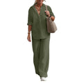 Two-piece Set Women Summer Suit Plus Size Cotton Linen Single-breasted Shirt Trousers Casual Top Wide Leg Pants Loose Outfits