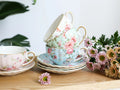 Bone China Coffee Cup Saucer Spoon Set Flower Tea Cups Set European Porcelain Cup and Saucer For Coffee Ceramic Cups Mugs Gift