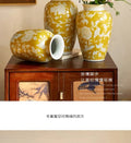 Ceramic Vase Chinese-style Retro Bottle Yellow Blue and White Porcelain Flowerpot Flower Vase Home Decoration Accessories