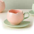 Ceramic Coffee Cup And Saucer Set Tulip Shape Japanese Style Design TeaCup set Drinkware Kitchen,Dining & Bar Coffeeware