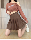Pleated Skirt Elastic Waistband Preppy Style Skirt Casual Summer Fashion Sweet Hottie College JK Black Women Skirt Wholesale