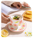 300ML Cute Hand Pinched Irregular Ceramic mug Flower Heart Pattern Coffee Cup Breakfast Milk tea cups Gift For Kids Girls