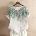 2025 Summer retro fashion printed loose casual shirt top, suitable for casual or vacation ladies' beachwear