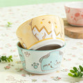 450ml cute cartoon animal head 4 pack household rice bowls high-value tableware rice bowl yogurt bowl ceramic bowl personal bowl