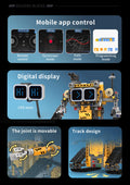 Digital display 5-in-1 transformable robot model assembly, remote control robot building blocks toy, children's toy gift