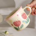 Ceramic Mugs for Milk Coffee Breakfast Ins-Style with Unique Flower Pattern Creative Cups as Perfect Gifts Dormitory Use New