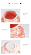 300ML Korean Style Hand Pinched Irregular Ceramic mug Hand-painted Flower Heart Coffee Cup Breakfast Milk Afternoon tea cup Gift