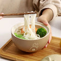 Japanese Creative Ceramic Soup Bowl Cute Cartoon Animals with Lid Cat Bowl Household Instant Noodles Bowl Rice Bowl Tableware
