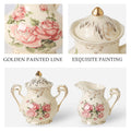 Beautiful ceramic cups with floral patterns, coffee cups, tea sets, water cups. Suitable for family use or afternoon tea.