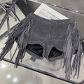 Mid Rise Street Style Shorts Summer Trendy Hot Suede Pants Women Real Suede Fringe Shorts