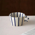 Exquisite Nordic Geometric Striped Ceramic Coffee Mug - Hand-Painted 10.5oz