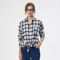 2025 New Cotton Plaid Shirts Women Casual Loose Fine Tops And Blouses Ladies Office Long Sleeve Checkered Shirt Clothes
