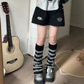music cat print drawstring women's shorts elastic waist sports solid color shorts summer Kawaii fashion wide-leg women's clothes