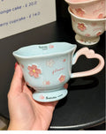 Sakura Relief Ceramic Mug with Spoon Pink Cute High Foot Design for Women Home Use Coffee Cup Souvenir Gift