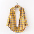 Fresh Flannel Plaid Shirt Women 2026 New Female Blouses and Tops Cotton Loose Long Sleeve Casual Shirts Fine Women's Clothes