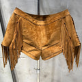 Mid Rise Street Style Shorts Summer Trendy Hot Suede Pants Women Real Suede Fringe Shorts