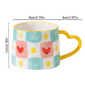 Cute INS style Ceramic Mug Creative Hand-Painted Love Heart Coffee Cup Couples Cup Breakfast Milk tea Mug Valentine's Day Gift