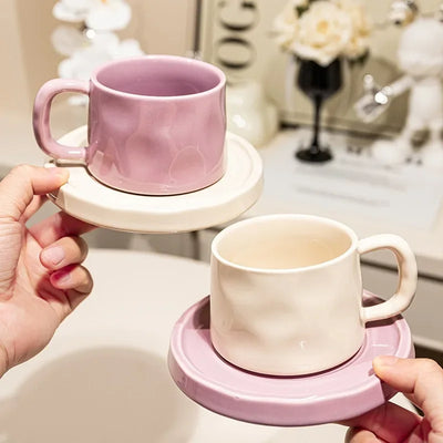 Ceramic Mugs Cute Coffee Cups and Saucers Creative Exquisite Afternoon teacup Breakfast Milk Mug Girl Gift Coffee Cup Water cups