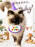 Cat Dog Birthday Bib and Party Hat Teddy Saliva Towel Mini Doggy Bandana Scarf Pet Birthday Dress Up Supplies