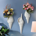 1Pc Amagogo Modern White Ceramic Sea Shell Conch Flower Vase Wall Hanging Home Decor