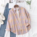 Fresh Flannel Plaid Shirt Women 2026 New Female Blouses and Tops Cotton Loose Long Sleeve Casual Shirts Fine Women's Clothes